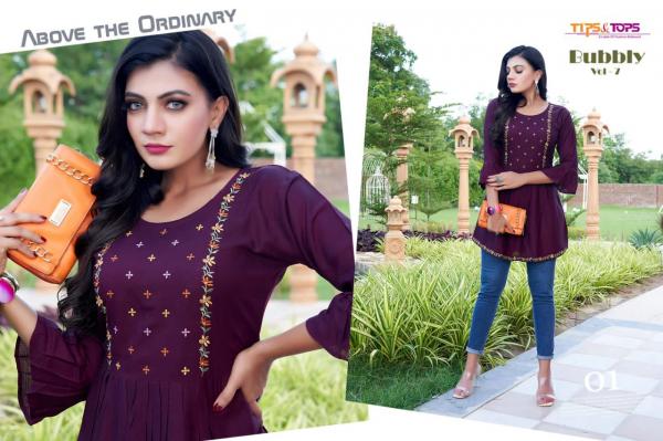 Tips Tops Bubbly vol 7 Rayon Slub Designer Western Top Collection